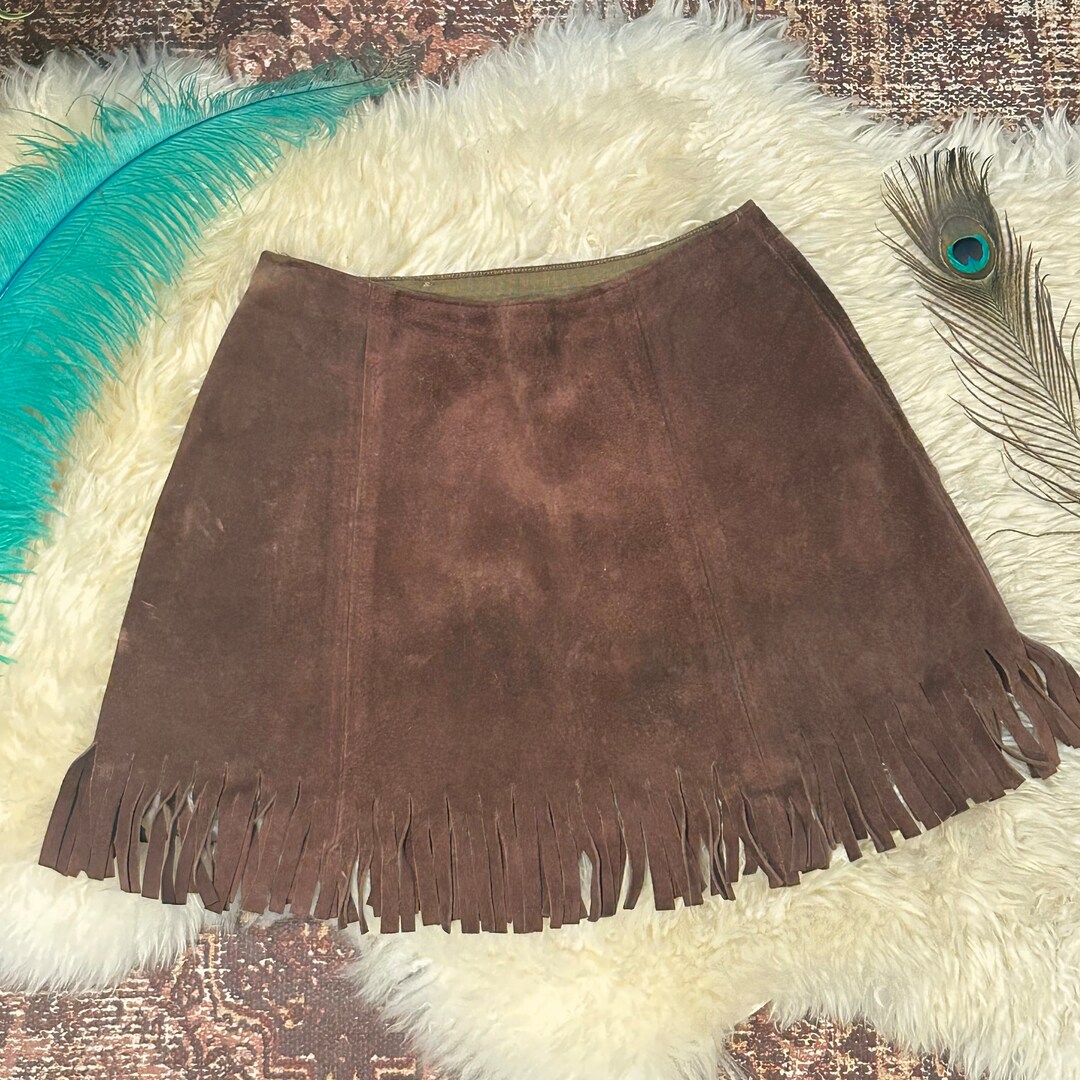 70’s Brown Fringe Suede Skirt