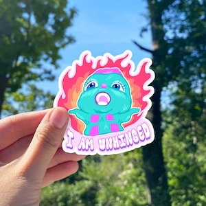 I AM UNHINGED Bibble Meme Sticker | Fairytopia Bibble Flames meme | Bibble Fire Chaotic Meme Sticker