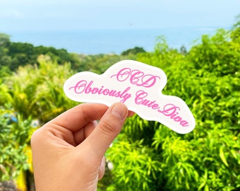 OCD Obviously Cute Diva Sticker, Funny Mental Health Sticker, Obsessive Compulsive Disorder Sticker, Vintage Y2K Sticker, Anxiety Sticker
