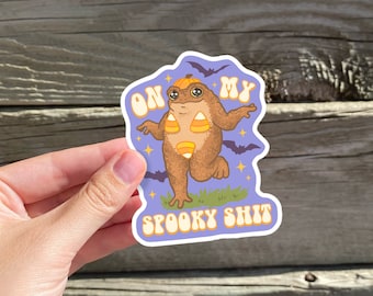 On My Spooky S*** Halloween Frog Sticker, Spooky Frog Sticker, Candy Corn Frog Sticker, Witchy Frog Halloween Sticker