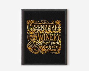 Impression de vin des fées Greenbriar Winery | Cardan The Cruel Prince Merch Impression | Holly Black The Folk of the Air Cadeaux livresques Poster