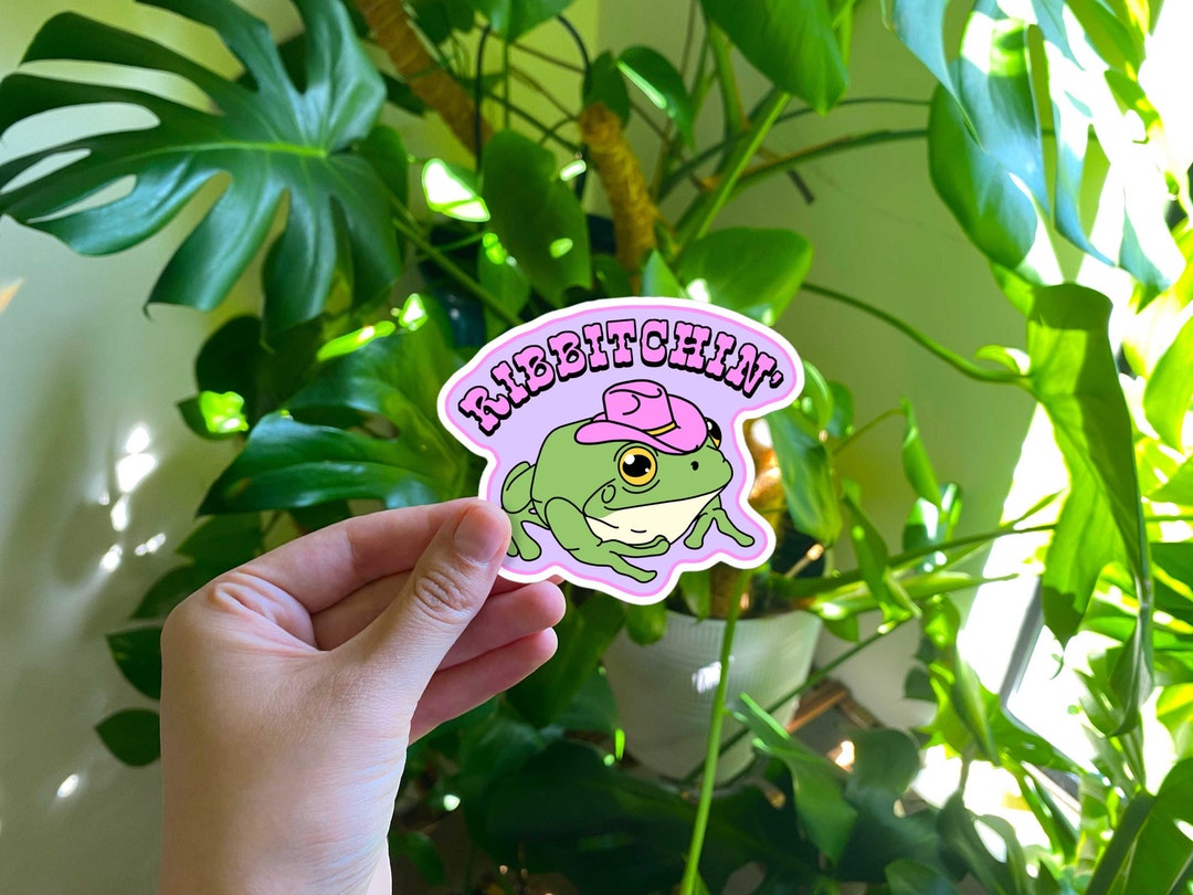 Ribbitchin’ Australian Green Tree Cowboy Frog Sticker | Frog in Cowboy ...