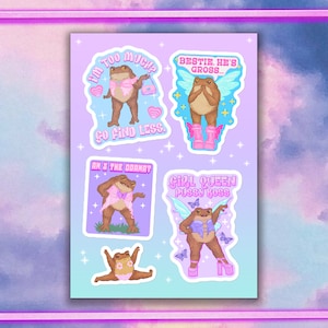 A Ziggies Sassy Toads Sticker Sheet |  Toad Fairy Stickers | Fairycore Frog Sticker Sheet | Y2K Aesthetic Sticker Sheet