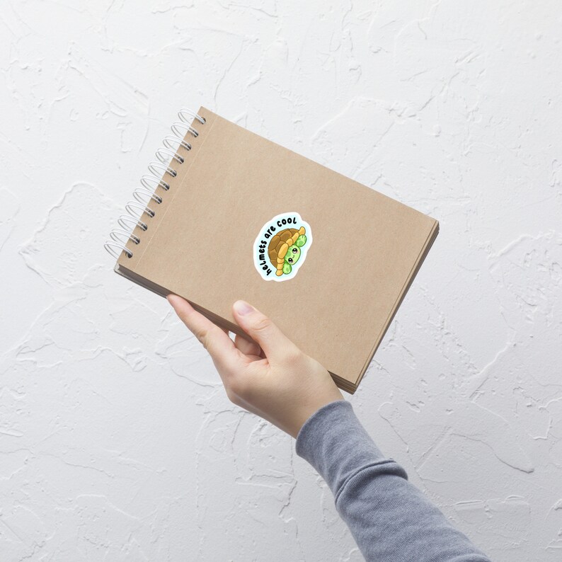 Helmets are Cool Cute Turtle Sticker | Wear a Helmet Turtle Sticker | Cute Turtle Bubble-free sticker
