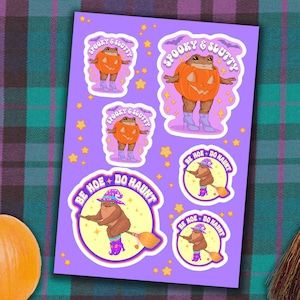 Spooky Halloween Toads Sticker Sheet | Witch Frog | Halloween Witch Sticker| Witch Hat Frog | Pumpkin Frog Sticker Sheet