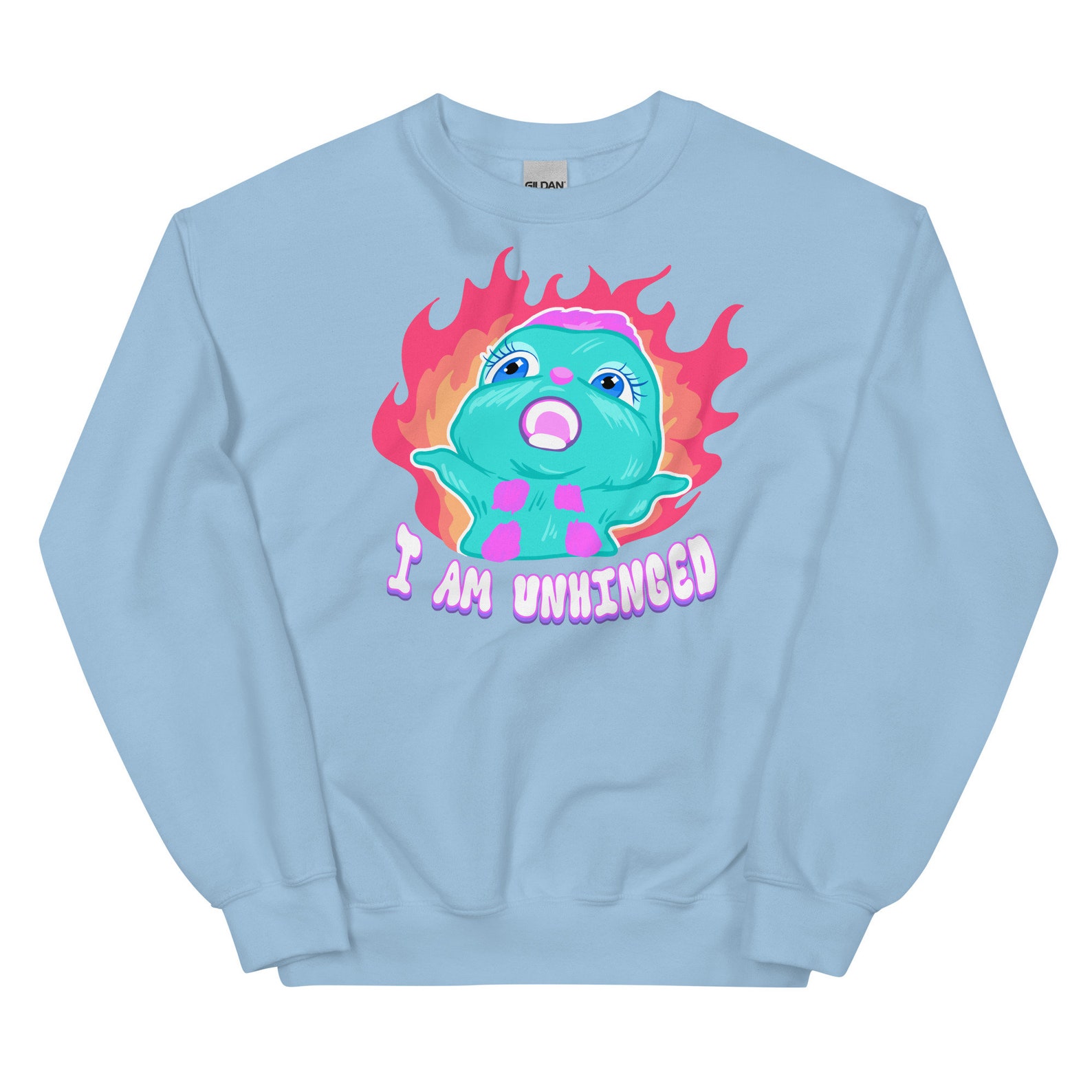 I AM UNHINGED Bibble Meme Crewneck | Fairytopia Bibble Flames Meme ...