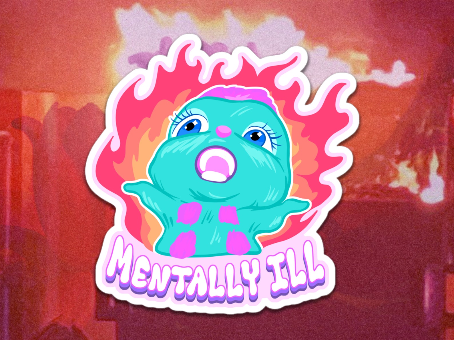 Mentally Ill Bibble Meme Sticker | Fairytopia Bibble Flames Meme ...