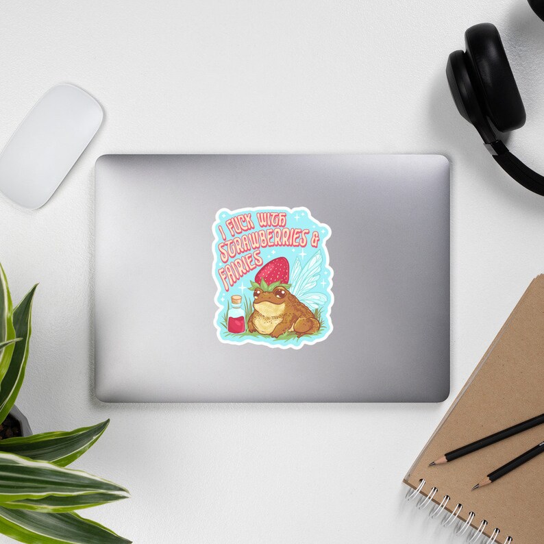 I Fuck With Strawberries & Faeries Toad Sticker | Strawberry Toad Sticker | Strawberry Frog Sticker | Cottagecore Sticker | Fairycore Toad image 8