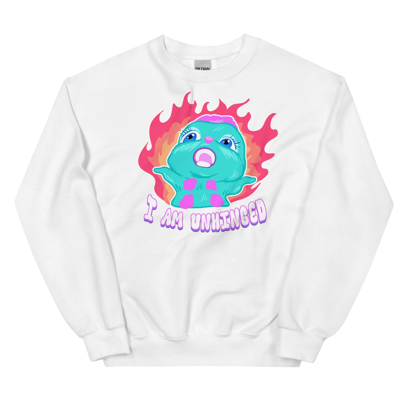 I AM UNHINGED Bibble Meme Crewneck | Fairytopia Bibble Flames Meme ...