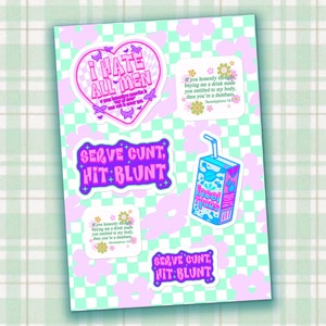 Anti Misogyny Meme Sticker Sheet | Feminist Sticker Pack | Feminist Sticker Sheet | Y2K Aesthetic