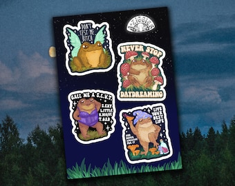 Series 2 Cottagecore A Ziggies Toads Sticker Sheet | Toads Sticker Sheet | Cottagecore Sticker Pack | Funny Frog Stickers