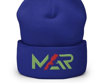 Royal Blue MAR Embroidered Hat, Hat with Embroidery, Embroidery Style Hat, Embroidered Winter Hat, Unisex Original Morocco Logo Embroidered Hat