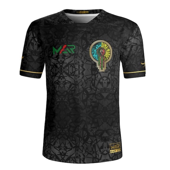 Morocco Football Jersey, Morocco Football Jersey MAR Black Gold