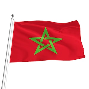 Marokko-Flagge, rote Flagge mit grünem Stern, Marokko-Flagge innen und außen