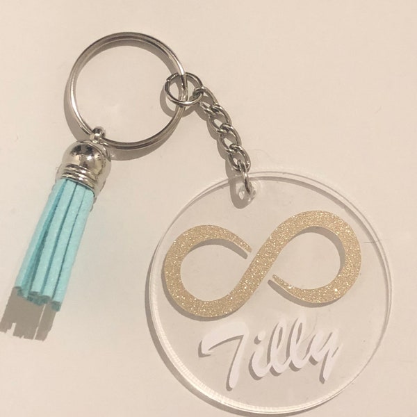 Personalised Autism Acceptance Keyring - Gold Infinity Symbol