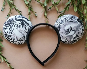 Mickey Ears, Handmade, Animal Kingdom Ears, Quilted, Black and White, Disney Bound, Disney Gifts, Kilimanjaro Safari, Disney Safari Headband