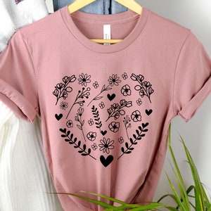 Floral Flower Heart, Heart Design, SVG PNG Digital Download, Sublimation T-shirts, Mugs, Prints, Wall art, Decor, Heart Wreath, Black, White
