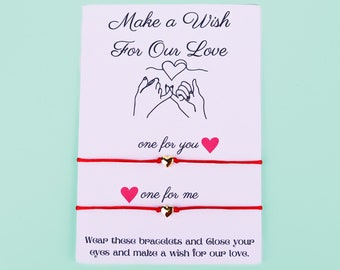 Wish Bracelets for Couples | Personalized Wish Card with Wish Bracelets for Relationships | Couples Gift |