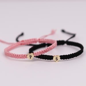 Set of 2 Custom Engraved Heart Initial Bracelets for Couples and Friendships | Matching Bracelets | Gift Boyfriend Best Friends Anniversary