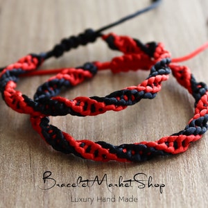 Set of 2 Color Matching Waterproof Macrame Bracelets for Friendships and Couples | Braided Double Color Bracelets | Gift for Boyfriend GF