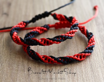 Set of 2 Color Matching Waterproof Macrame Bracelets for Friendships and Couples | Braided Double Color Bracelets | Gift for Boyfriend GF