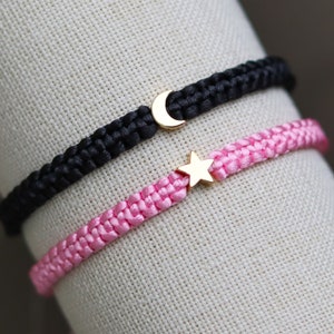 Set of 2 Moon and Star Bracelets Personalized Couple Matching Bracelets | Custom Partners Bracelets Gift for Couple Girlfriend Boyfriend BFF