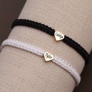 Set of 2 Personalized Engraved Name Bracelets | Matching Bracelets for Couples and Friendships Gift Boyfriend GF him Anniversary BFF Wedding