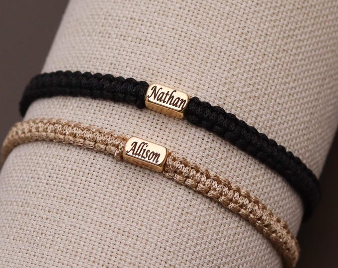 Set of 2 Custom Bar Bracelets with Engraved Name for Couples and Friendships | Matching Bracelets Gift Boyfriend Anniversary Bestie BFF BF