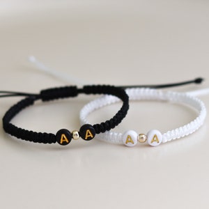 Set of 2 Matching Initial Bracelets for Couples and Friendships | Gift for Anniversary, Boyfriend, Girlfriend, Birthday, Valentines