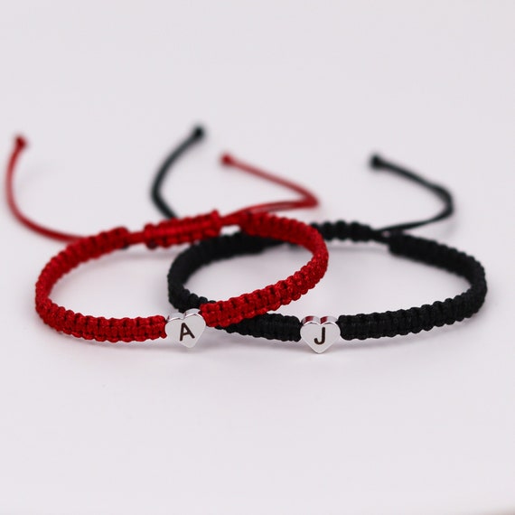 2 Pcs Personalized Engraved Initial Bracelets for Couples and friendships | Matching Bracelets | Gift Boyfriend BFF GF BF Anniversary
