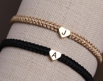 Set of 2 Custom Engraved Initial Bracelets for Couples and Friendships | Matching Bracelets for Him Her | Gift Boyfriend Anniversary Bestie