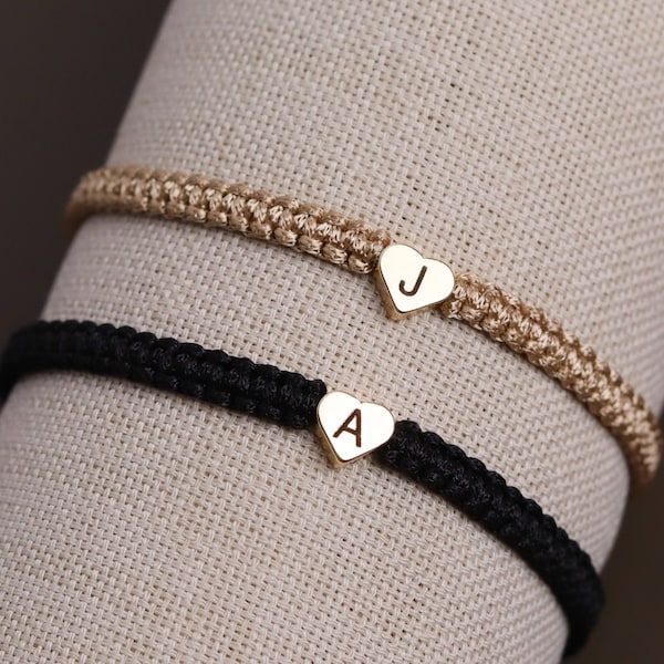 Juego de 2 pulseras con iniciales grabadas personalizadas para parejas y amistades / Pulseras a juego para él y ella / Regalo para novio, aniversario, mejor amiga