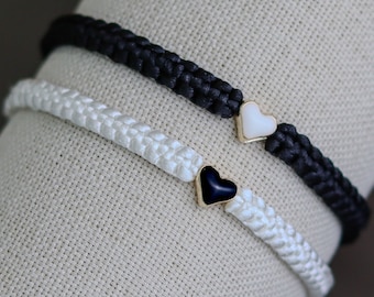 Conjunto de 2 pulseras personalizadas a juego con cuentas de corazón para parejas / pulsera de relaciones personalizadas / regalo para socios / amistades / BF GF