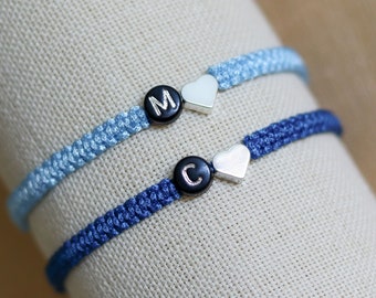 Conjunto de 2 pulseras iniciales personalizadas para parejas / pulseras a juego personalizadas para socios / pulsera ajustable para mejores amigos / BFF