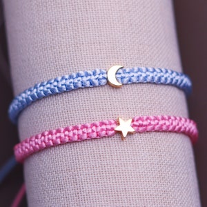 Set di 2 braccialetti coordinati personalizzati con stella e luna per coppie e amicizie / Bracciale di relazione personalizzato / Regalo BF GF Sorella immagine 5