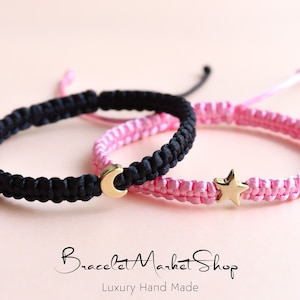 Set di 2 braccialetti coordinati personalizzati con stella e luna per coppie e amicizie / Bracciale di relazione personalizzato / Regalo BF GF Sorella immagine 8