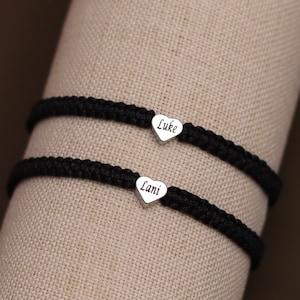 Set of 2 Custom Engraved Matching Bracelets for Couples and Friendships | Name Bracelets | Gift Boyfriend, Anniversary, Bestie, Best Friends
