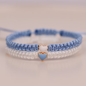 Set of 2 Personalized Matching Bracelets with Colorful Heart Bead | Custom Friendships and Couples Bracelets set | Gift for Boyfriend and GF