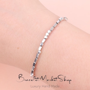Personalized Morse Code Bracelet | Custom Minimalist Morse Code Dainty Jewelry | Silver Plated Couple Bracelet | Gift for BF GF Bestie BFF