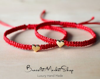 Set van 2 aangepaste hartkraalarmbanden | Gepersonaliseerde roségouden en zilveren armband | Partners en koppelarmbandenset | Cadeau voor hem/haar