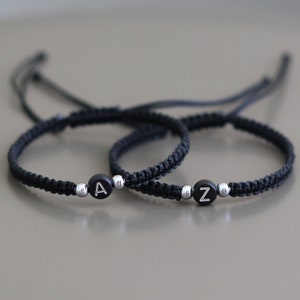 Set of 2 Initial Matching Bracelets for Couples and Friendships | Bracelets for Men and Women | Gift for Boyfriend Anniversary Birthday