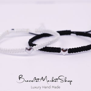 Colorful Heart Matching Bracelets 2-Piece Set | Adjustable Braided Couple Friendship Bracelets