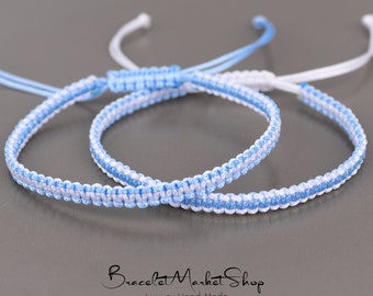 Lot de 2 bracelets de couple personnalisés | Bracelet de l'amitié en macramé 2 couleurs | Cadeau pour couple/Amitié | Bracelet partenaire personnalisé