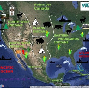 Guia de estudo dos nativos americanos e mapa dos nativos americanos (inglês)