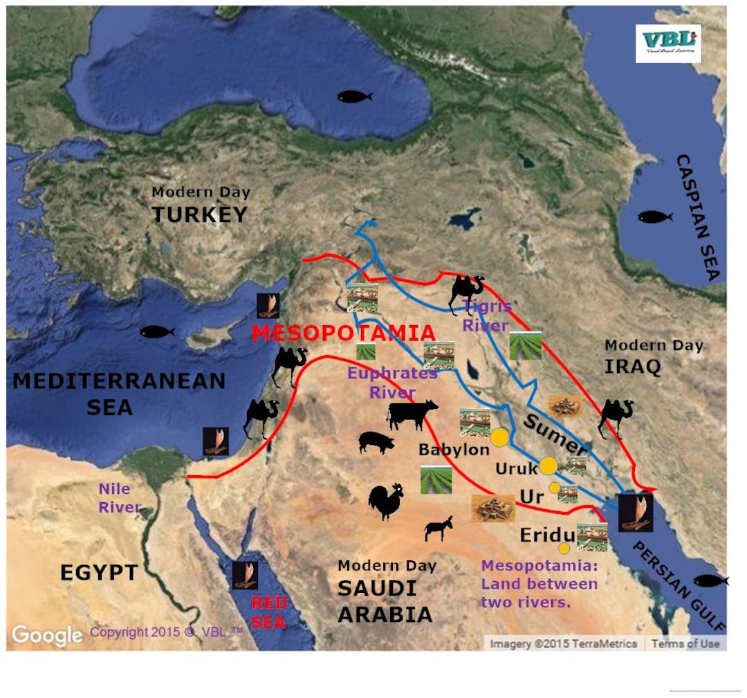 Sumerians Civilization Study Guide and Mesopotamia Map - Etsy Norway