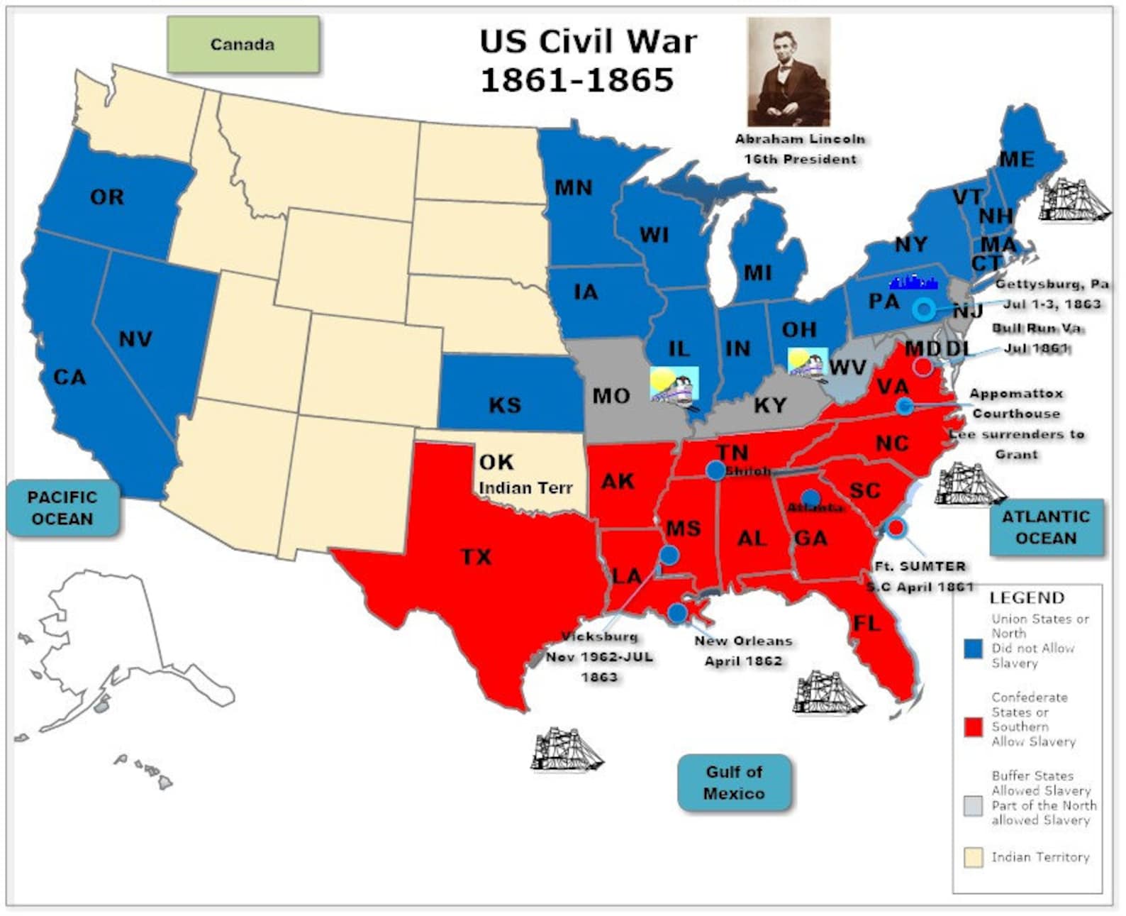 Civil War Study Guide And Map Of The Civil War English Etsy