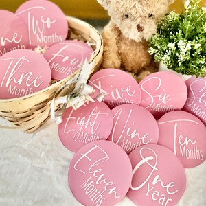 Monthly Milestone Acrylic Discs, Baby Girl, Baby Boy, Newborn, Hello World Acrylic Disc, One Year Acrylic Disc, Photo Props