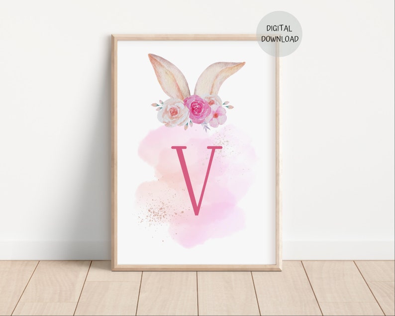 Letter Wall Art Initial Print Nursery Wall Art Monogram Etsy