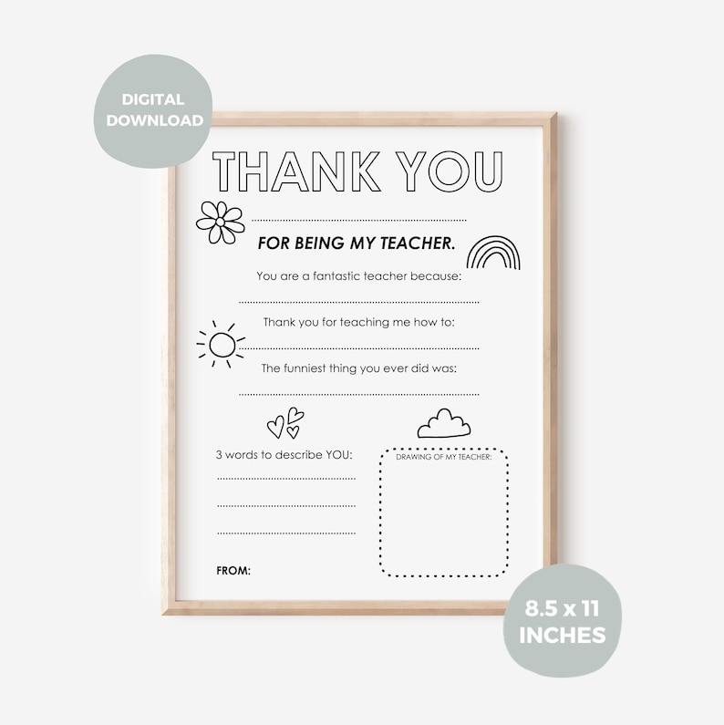 Teacher Appreciation Printable Gift, Thank You Teacher Gifts ...