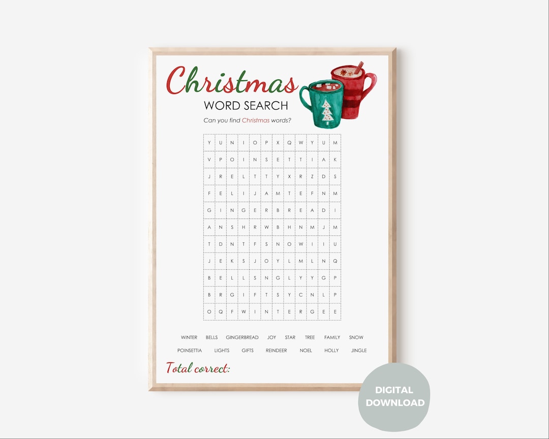 Christmas Word Search Printable Game for Kids &amp; Adults - Etsy